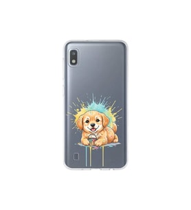 Samsung Galaxy A10 ile Uyumlu Splash Köpek Tasarımlı Şeffaf Silikon Kılıf