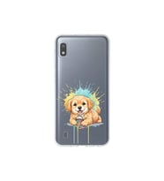 Samsung Galaxy A10 ile Uyumlu Splash Köpek Tasarımlı Şeffaf Silikon Kılıf