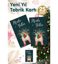 Yılbaşı Hediye Kartı - Yeni Yıl Tebrik Kartı - Yeni Yıl Kartpostal Mutlu Yıllar Not Kartı 25 Adet-T1006