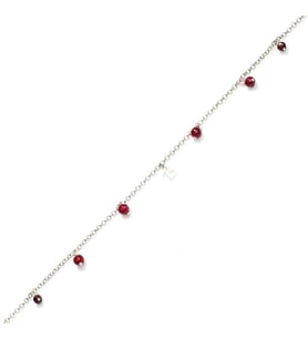 925 Ayar Gümüş Garnet Taşlı Harfli Halhal