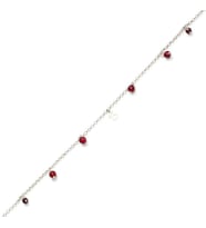 925 Ayar Gümüş Garnet Taşlı Harfli Halhal