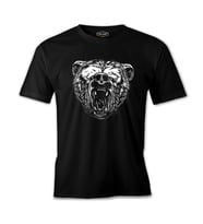 Realistic Wild Bear Roaring Siyah Erkek Tshirt