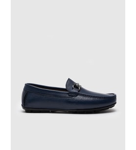 Hakiki Deri Mavi Tokalı Erkek Loafer