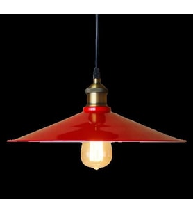 RYS Retro Metal Sarkıt Avize Rustik Tekli Kırmızı Içi Beyaz Sarkıt Cafe Mutfak Aydınlatma Çap:40 Cm (Burnt Olive)