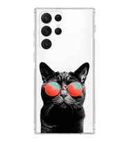 PrintiFy Samsung Galaxy S21 Ultra ile Uyumlu Kedi 3 Kamera Korumalı Şeffaf Kılıf