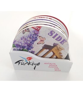 Ahşap 6lı Kupa Bardak Altlığı