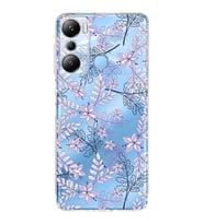 PrintiFy İnfinix Hot 20i Uyumlu Kamera Korumalı Floral Lila Tasarımlı Şeffaf Silikon Kılıf