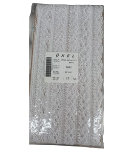 Dantel Polyester Sanal Tül Bant Beyaz 15 Metre En 6 Cm On-1661-b