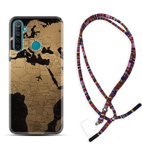 Realme 5i 5 Pro 6i 7 Pro 8 Kılıf Boyun Asklı Rasta Silikon Map Planet 1656