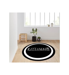 Eliana Home Baskılı, Yıkanabilir Kaymaz Taban Yuvarlak Halı LNA7135 120x120 cm (Siyah)