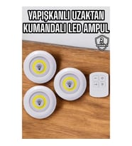 Mey İthalat® Mutfak Dolap Altı Işığı Uzaktan Kumandalı Yapışkanlı Kablosuz Pilli