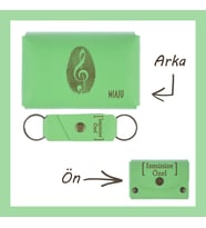 Fıstık Yeşil, Müzik Desenli İsminize Özel Cüzdan Ve Anahtarlık Set, Sevdiğine Unutulmaz Aksesuar Set (Fıstık Yeşili)