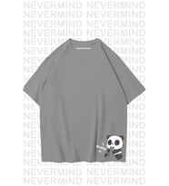 Unisex Kadın Erkek Nevermınd Panda Özel Tasarım Baskılı  Oversize Tshirt (Antrasit)