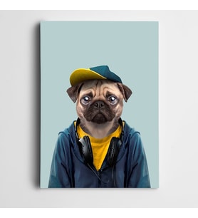 Kulaklıklı Köpek Kanvas Tablo