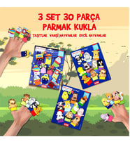 3 Set - 30 Parça Tox Taşıtlar, Evcil ve Vahşi Hayvanlar Parmak Kukla T181 T771 T781
