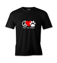 Peace Love Animals Siyah Erkek Tshirt