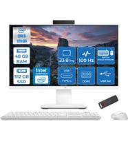 Asus V440VAK Intel Core İ5-13420H 48GB Ddr5 512GB SSD 23.8" Fhd 100HZ 250NITS Freedos Beyaz Allınone Bilgisayar BSI58512W0DF22+ZETTAUSBBELLEK