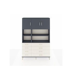 Arges Dolap 8 Raflı 8 Çekmeceli 3 Kapaklı 132x30x195 Antrasit-Antrasit/Aytaşı