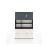 Arges Dolap 8 Raflı 8 Çekmeceli 3 Kapaklı 132x30x195 Antrasit-Antrasit/Aytaşı