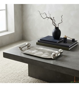 MUSHROOM SILVER DEKORATİF TEPSİ 38X17X6