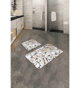 Kemik Deniz Kabuklu Banyo Halısı Klozet Paspas Seti BS208