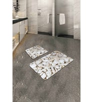 Kemik Deniz Kabuklu Banyo Halısı Klozet Paspas Seti BS208