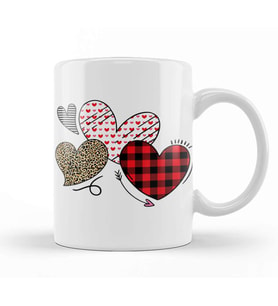 Girls Valentines Day S Hearts Love Leopard Plaid Kids Kupa Bardak Porselen