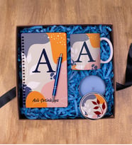 Kişiye Özel Ahşap Kapaklı Defter , Kupa, Tükenmez Kalem, Metal Kokulu Mum