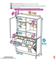 Eliusta Mira Dolap 6 Bölme Çok Fonksiyonlu Banyo Dolabı 100 cm Beyaz Sepetli Dolap 100x171x32,5 cm Organizer