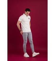 SLİMFİT POLO YAKA PENYE PAMUKLU ERKEK T-SHİRT (Beyaz)