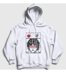 Presmono Unisex Beyaz Anime Hanma Baki Kapüşonlu Sweatshirt 319347tt