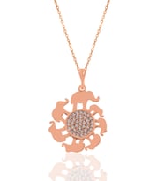 Söğütlü Silver Gümüş rose zirkon taşlı bereket fil kolye