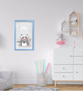 BK Home Sevimli Hayvan Tasarımlı Dekoratif Mavi Ahşap Çerçeveli Çocuk Odası Tablo-4