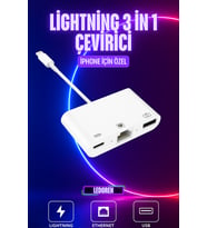 İphone Uyumlu Lightning 3In1 Ethernet Rj45 Ve Usb Kamera Adaptörü