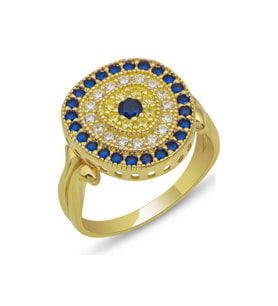 Gümüş Gold Oval Nazarlı Kadın Yüzük CSR2184847