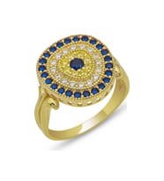 Gümüş Gold Oval Nazarlı Kadın Yüzük CSR2184847