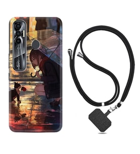 Tecno Spark 6 6 Go 8C 8 Pro 7 7 Pro Kılıf Boyun Askılı Silikon Kız ve Kedi 1762
