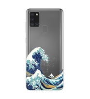 Samsung Galaxy A21S Uyumlu Kanagawa Dalga Tasarımlı Şeffaf Telefon Kılıfı