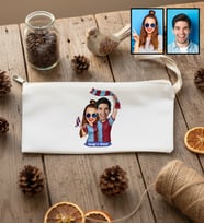 Kişiye Özel Karikatürlü Bordo Mavi Taraftar Sevgiliye Hediye Kalemlik Ham Bez Sevgililer Günü Hediyesi