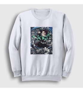 Presmono Unisex Beyaz Sword Tanjiro Kamado Anime Demon Slayer Kimetsu No Yaiba Sweatshirt 307788tt (Beyaz)