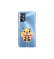 Oppo A16 ile Uyumlu Splash Kapibara Tasarımlı Şeffaf Silikon Kılıf