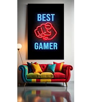 OYUNCU ODASI İÇİN NEON TONLARDA TABLO 4 Ev Duvar Salon Güzellik Salonu Ofis Dükkan Dekarasyon Kanvas Tablo (Çok Renkli)
