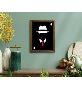 BK Home Godfather Baba Tasarımlı Doğal Masif Ahşap Çerçeveli Tablo-14