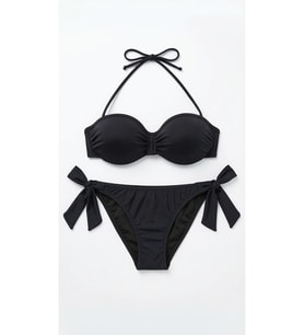 Siyah Çok Dar Kalıp Içi Boş Kap Bikini Takımı