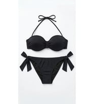 Siyah Çok Dar Kalıp Içi Boş Kap Bikini Takımı