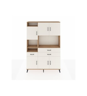 Arges Gardrop 9 Raflı 3 Çekmeceli 6 Kapaklı 132x30x195 Çam-Aytaşı