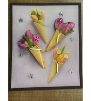 22X19 CM 3 BOYUTLU LALE DONDURMA KÜLAH ARMA YAMA TAŞLI PAYETLİ APLİKE