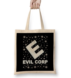 Mr Robot Evil Corp Christmas Snow Logo Bez Çanta Uzun Saplı