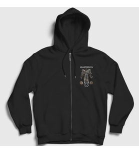 Presmono Unisex Siyah Eye Mastodon Fermuarlı Kapüşonlu Sweatshirt 163223tt