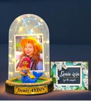 Sizlere Özel Led Işıklı Fanus ve Senin İçin Hediye Kartı - Kişiye Özel Hediye Seti (Model 1)